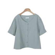 여성용 페리칸 린넨 퍼프 버튼 반팔 자켓 JK4105K25