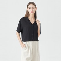 비엔엑스 여성용 린넨 카라 베이직 반팔 셔츠 BU1BL029L0