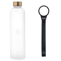 미쓰달봉 트라이탄 시간눈금 안개보틀 1000ml + 손목 스트랩 세트, 프로스트 화이트(보틀), 블랙(스트랩)