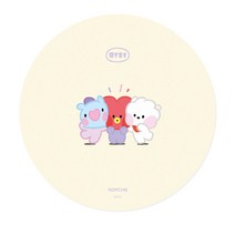 로이체 BT21 minini PVC 원형 알제이 망 타타 마우스패드, 베이지, 1개