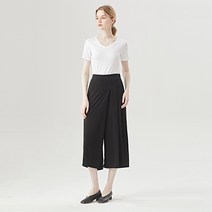 탱커스 여성용 페미닌 와이드핏 랩 허리 밴딩 슬랙 팬츠 TU1PT025L0
