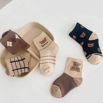 비단길 아동용 브라운베어 양말 5종 세트