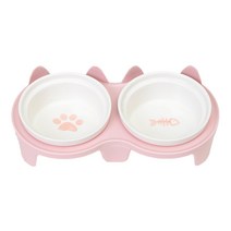 파스텔펫 반려동물 두꺼운 세라믹 더블 볼, 핑크, 1개