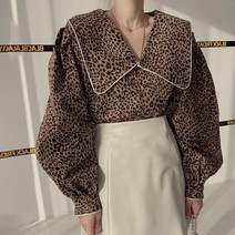 비비에모 패턴 빅카라넥 루즈핏 긴팔 블라우스 01753