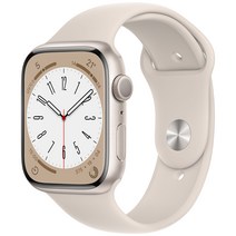 Apple 애플워치 8 GPS, 45mm, 알루미늄, 스타라이트 / 스타라이트 스포츠 밴드