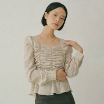 리올그 FAL HEART NECK PATTERN SHIRRING BLOUSE