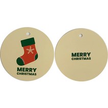 티나피크닉 크리스마스 원형 양면 선물 포장택, 70개, 선물양말