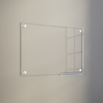 마이보드 다보형 유리 칠판 무지기본형 투명 + 고급형 투명 펜받침대 세트, 강화유리