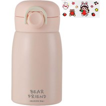푸코 베어 프렌드 원터치 보온병 + 스티커 세트, 핑크(보온병), 랜덤발송(스티커), 350ml