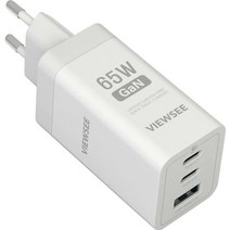 뷰씨 GaN 65W 멀티포트 USB-C타입 PD 고속 충전기, 1개, 화이트