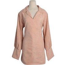 시크블랙 오미샤 카라 스트랩 퍼프 골덴 미디 원피스 cpops8355k2b