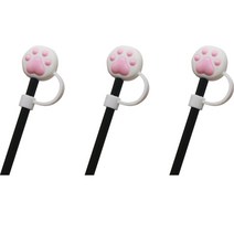 오달라 모아컵 디자인 실리콘 캐릭터 빨대 뚜껑 마개 캡 스토퍼, 3개, 화이트발바닥