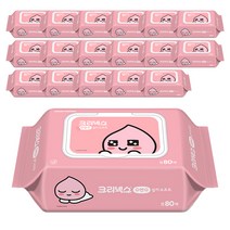 크리넥스 수앤수 실키소프트 카카오 어피치 물티슈 캡형, 80매, 18팩