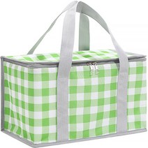 지앤와이 피크닉 체크 보냉가방, 그린