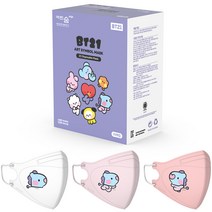 어린숨엣지 라인프렌즈 BT21 아트심볼 새부리형 컬러마스크 소형 MANG 미니니 3종 x 10p 세트, 화이트, 라이트핑크, 코랄핑크, 1세트