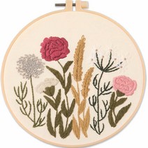 위즈앤위즈 누구나 DIY 프랑스자수 패키지 20cm, 흩날리는 꽃 03, 1세트