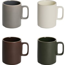 윤도자기 차곡 머그 4종 세트 400ml, 1세트, 딥브라운, 챠콜, 딥그린, 아이보리