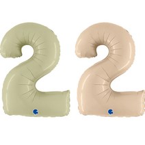 그라보 숫자 2 은박풍선 대 2종 세트, 올리브그린, 크림, 1세트