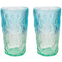 인블룸 홈카페 레인보우 그라데이션 유리컵 350ml, 2개, 바림블루