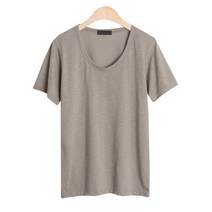 플랜데이 여성용 필수 데일리 유넥 슬라브 반팔 티셔츠