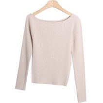 시크블랙 여성용 드비아 쫀쫀 언발 오프숄더 니트 cpnt4338k31