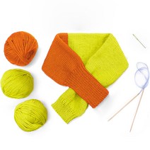 멜로우 슬리브 쁘띠 스카프 니팅 키트, 1세트, 시나몬 옐로우그린
