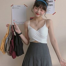 묘먀미 여성용 크로스 셔링 크롭 끈 나시 JN043