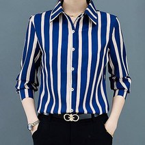 컬라피 여성용 스트라이프 슬림핏 셔츠