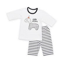 올로미미 아동용 블랙 올로라인 7부 자가드 실내복 세트