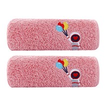 컬라피 캐릭터 자수 핸드 고리 수건, 핑크, 2개