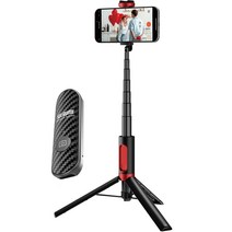 셀루미 스마트 웨어러블 퀵 쉐어링 휴대폰 셀카봉 삼각대 블랙 + 레드100cm, SEL-LT910SE