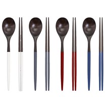 라온누리 옻칠 자연애 모던 우드수저 4벌세트, 화이트, 다크그레이, 레드와인, 딥블루, 숟가락 4p + 젓가락 4p