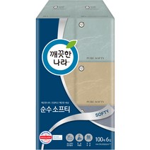깨끗한나라 펄프 순수 소프티 미용티슈 2겹, 100매, 6개