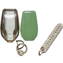 루루형제 BMW 미니 차량용 스마트 키케이스 + 번호키링 세트 AB-03, 올리브그린