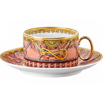 베르사체 LA SCALA DEL PALLAZZO ROSA 커피 컵앤소서 로우, 혼합색상, 1세트