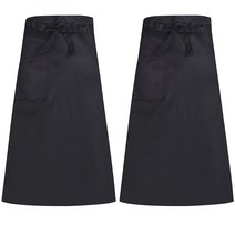 쉐프 솔리드 롱타입 허리랩 앞치마, 블랙, 2개