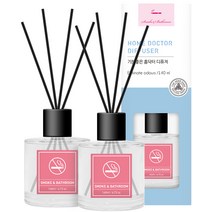 홈닥터 기분좋은 디퓨저 140ml x 2p + 섬유스틱 10p 세트 담배냄새 & 욕실냄새, 복숭아/유칼립투스향, 1세트