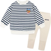 밀크마일 아동용 플라워 베어 스트라이프 상하복 세트