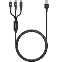 넥스트 USB-A 멀티 고속충전케이블 NEXT-MLC1751U2, 1.2m, 블랙, 1개