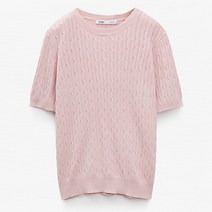 미쏘 여성용 라운드넥 반팔 케이블 풀오버