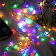 [쿠팡수입] 크리스마스 LED 앵두 줄 전구 50구   리모컨, 멀티