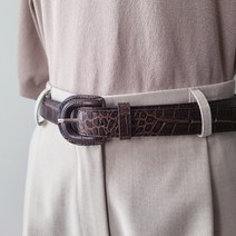 바비수 논피드 빈티지무드 악어무늬 슬림 벨트