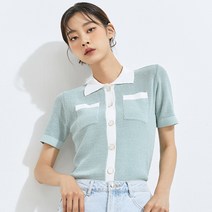 미쏘 여성용 배색 포인트 카라 가디건