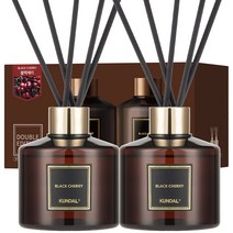 쿤달 퍼퓸 디퓨저 200ml 2개 + 섬유스틱 10개, 블랙체리향, 1세트