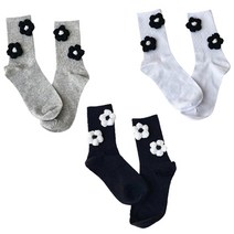 여성용 꽃 니트 면양말 3종 세트