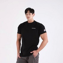 허그본 남성용 데일리 머슬핏 스몰로고 반팔 티셔츠 태극라인