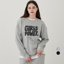 Elle Girl 오버핏 그래픽 특양면 맨투맨 Girls Power 그레이 L