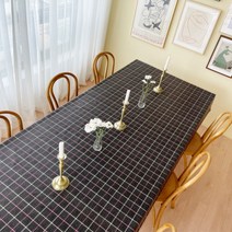 쇼니홈리빙 PVC 방수 체크 테이블보, 블랙, 2인(90 x 140cm)