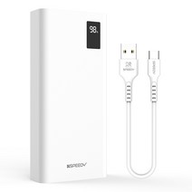 SPEEDY 슬림핏 PD 20W 고속충전 보조배터리 20000mAh 멀티단자 + 20W C타입 케이블, 화이트, SPE-B2PA20DPQ
