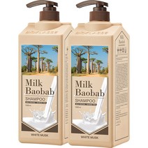 밀크바오밥 대용량 우유단백질 손상모 샴푸 화이트머스크향, 1000ml, 2개